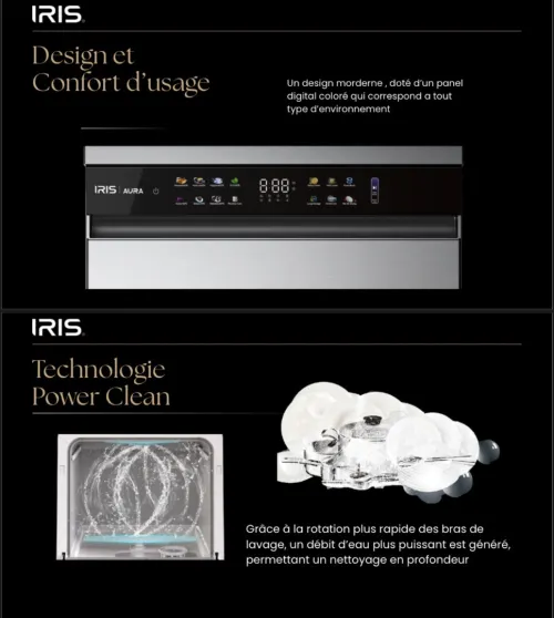 IRIS LAVE VAISSELLE IDW15AD-I 15 COUVERT INOX