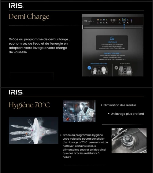 IRIS LAVE VAISSELLE IDW15AD-D 15 COUVERT DARK SILVER