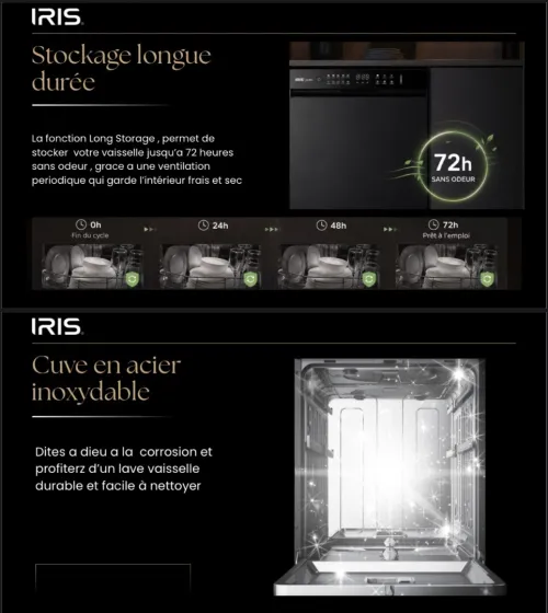 IRIS LAVE VAISSELLE IDW15AD-B 15 COUVERT BLACK