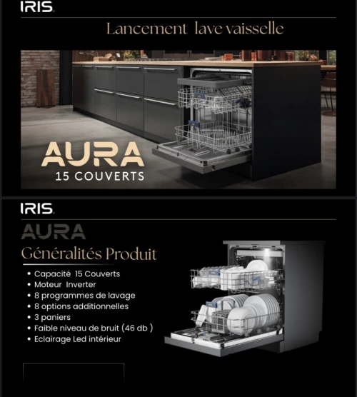IRIS LAVE VAISSELLE IDW15AD-D 15 COUVERT DARK SILVER