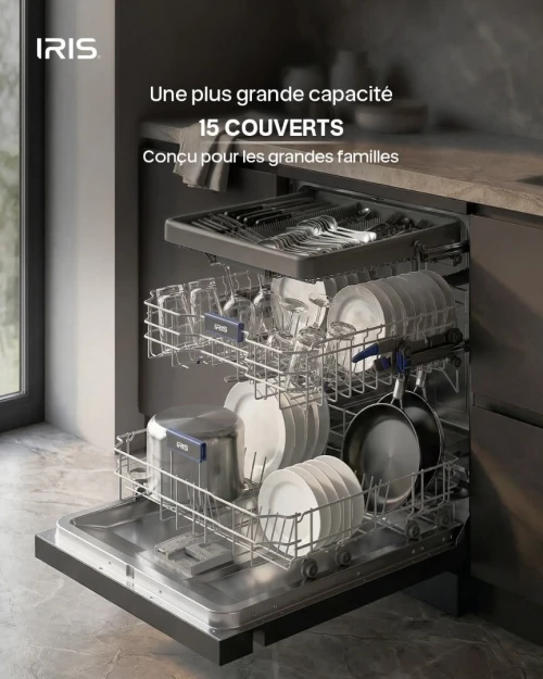 IRIS LAVE VAISSELLE IDW15AD-D 15 COUVERT DARK SILVER