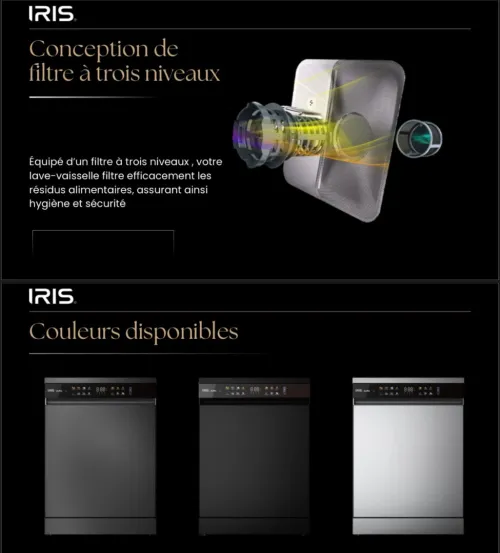 IRIS LAVE VAISSELLE IDW15AD-D 15 COUVERT DARK SILVER