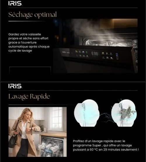 IRIS LAVE VAISSELLE IDW15AD-I 15 COUVERT INOX