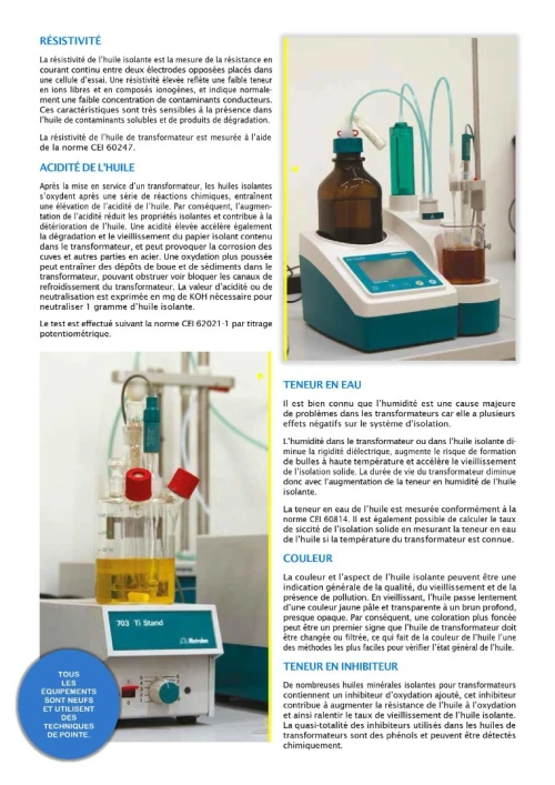 Analyse et diagnostic complets des huiles des transformateurs par BMELECTRIC Lab