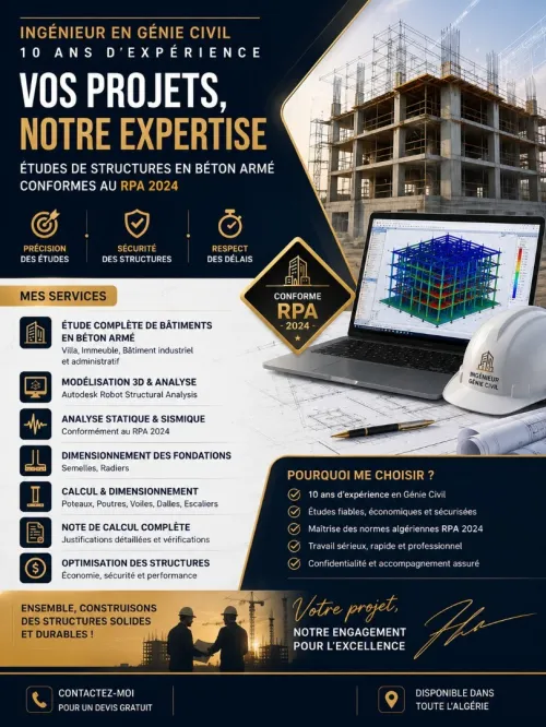 Étude de Bâtiment en Béton Armé Note de Calcul  Robot Structural Analysis  RPA 2024