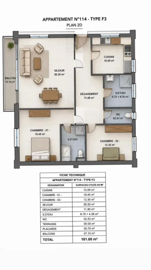 Vente Appartement F3 Alger El madania