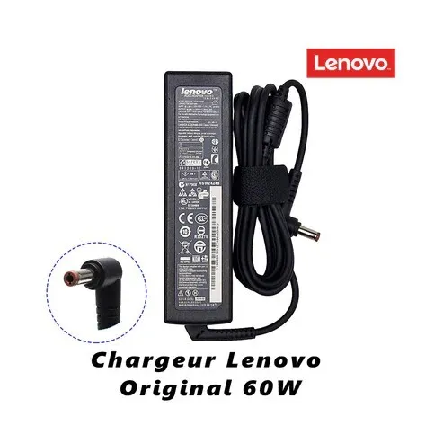 Chargeur Laptop Lenovo Original 60W 20V 2.25A  Fiche Marron avec Câble Trèfle État Neuf