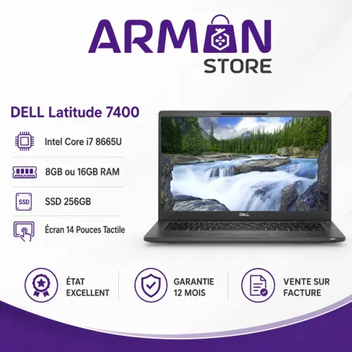 DELL Latitude 7400 Intel Core i7 8665U 8GB ou 16GB RAM SSD 256GB Écran 14 Pouces Tactile État Excellent Garantie 12 Mois Vente sur Facture