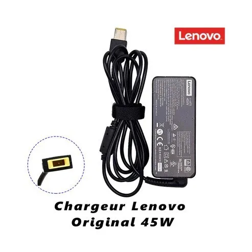 Chargeur Laptop Lenovo Original 45W 20V 2.25A  Fiche USB avec Câble secteur En excellent état