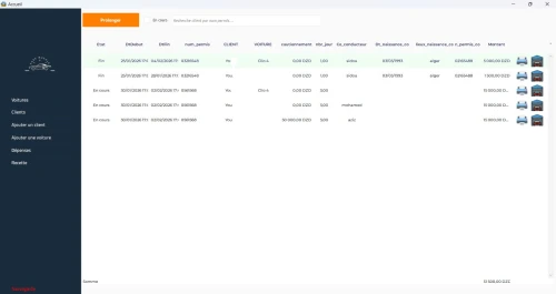 Logiciel gestion Location des voitures