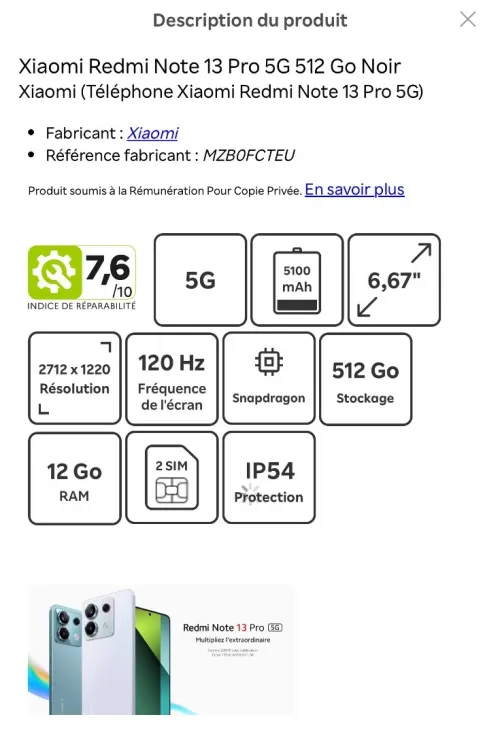 Redmi Note 13 Pro 512go/12gb Xiaomi