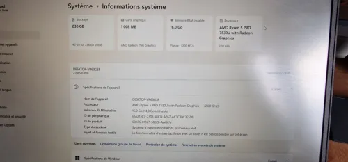 Thinkpad L15 gen 4 / Ryzen 5 pro 7530u 16gb 256 SSD