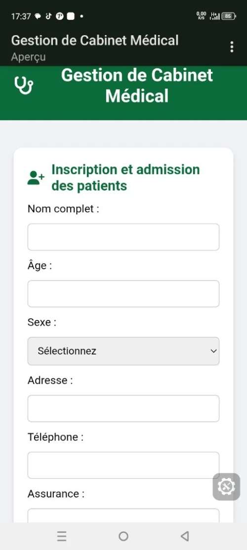 Application de gestion d'un cabinet médical