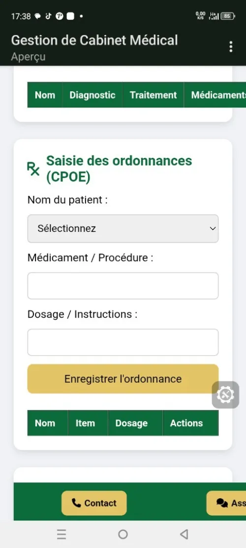 Application de gestion d'un cabinet médical
