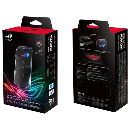 Boîtier Aluminium ASUS ROG STRIX ARION Pour M.2 PCIe NVMe Sur Port USB 3.1 Avec Rétroéclairage RGB 