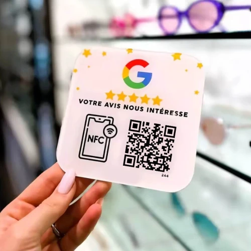 Plaque NFC Google Avis avec QR Code