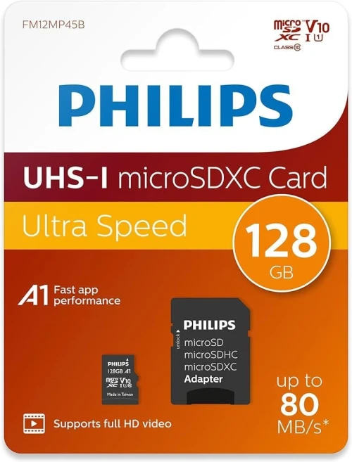 Carte Mémoire Micro SD Philips 128Go Ultra Speed V30 - Idéal 4K & Gaming