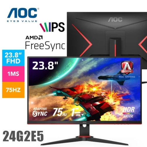 Ecran Gaming AOC 24G2E5/65 IPS 23.8" FHD 75Hz 1Ms