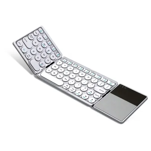 Clavier Bluetooth QWERTY sans fil pliable avec pavé tactile FK039, 64 touches, blanc, noir
