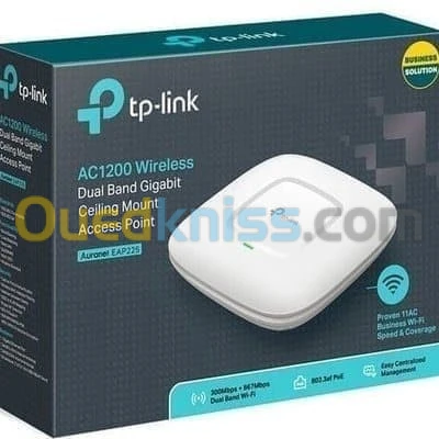TP-LINK EAP225 Point D'accès Wi-Fi Plafonnier Double Bande AC1200 PoE Gigabit  