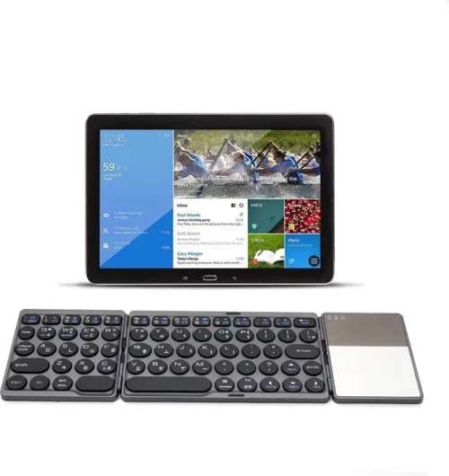 Clavier Bluetooth QWERTY sans fil pliable avec pavé tactile FK039, 64 touches, blanc, noir