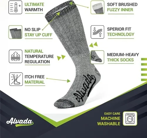 3 Paires Chaussettes Randonnée LAINE MÉRINOS - Thermiques, Respirantes & Confort Anti-Ampoules