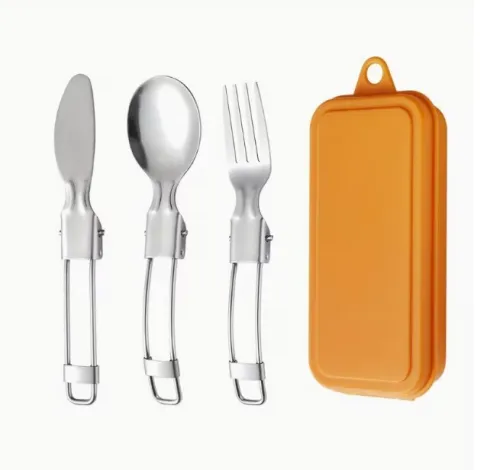 Set de couteau et fourchette pliants En Acier Inoxydable Pour Camping