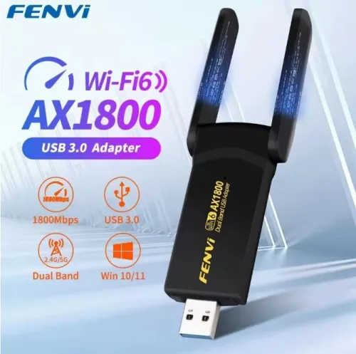 Adaptateur Antenne Recepteur USB WiFi 6, 1800 Mbps, Double Bande 2,4 GHz/5 GHz