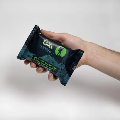 Combat Wipes ACTIVE - Lingettes Biodégradables Ultracompactes pour Hygiène Sans Eau Pour Randonnée & Bivouac