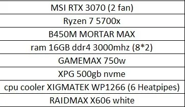 PC GAMER Ryzen 5 5700x + RTX 3070