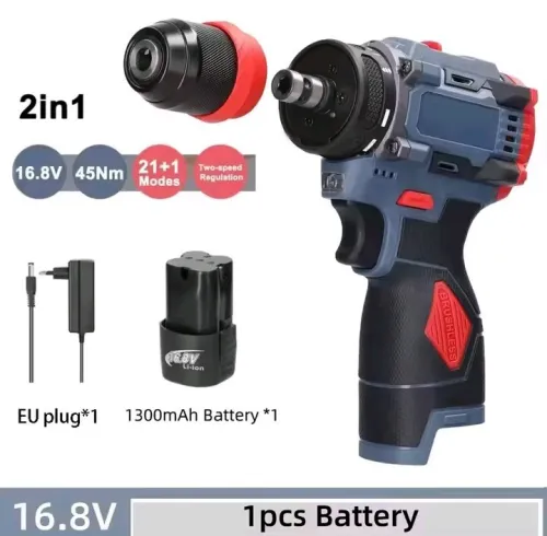 16.8V 2 in 1 drill electric 45Nm multi visseuses, perceuse Brushless