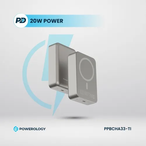 Power Bank Batterie externe Powerology 20 000 mAh 20 W PD et 15 W MagSafe