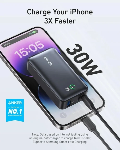 Batterie Externe power bank Anker 533 10000mAh avec Sortie PD Max 30W Chargeur Portable Power IQ 3.0