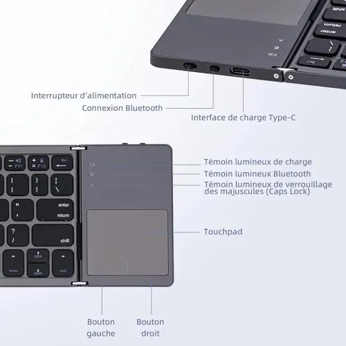 Clavier Sans fil Pliable avec Touchpad