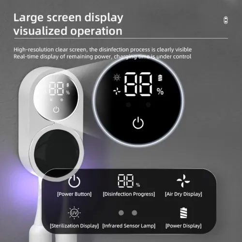 Stérilisateur de brosse à dents UV, support mural aste à séchage rapide avec affichage LED