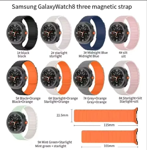 Bracelet Samsung Galaxy Watch 8 en silicone Magnétique