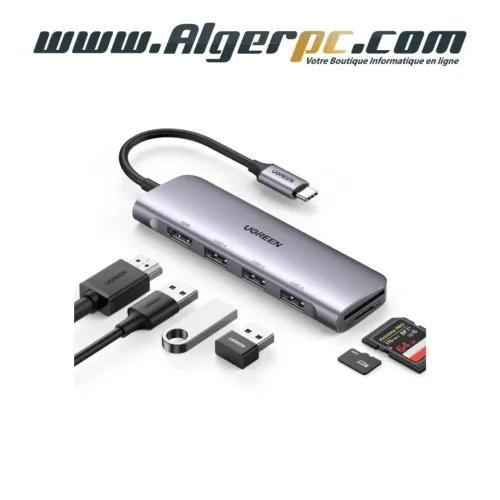 Adaptateur HUB UGREEN Multifonction USB C Vers 3x USB-A 3.0 + HDMI + SD/TF Card Slot
