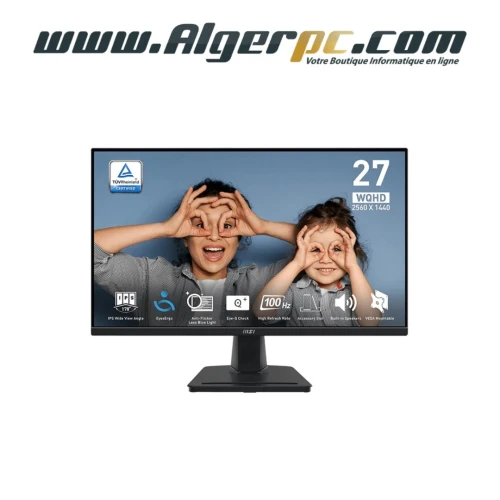 Ecran MSI Pro MP275Q 27 Pouces 2K/Dalle IPS/16:9/100Hz/HDR/1Ms/HDMI/DP
