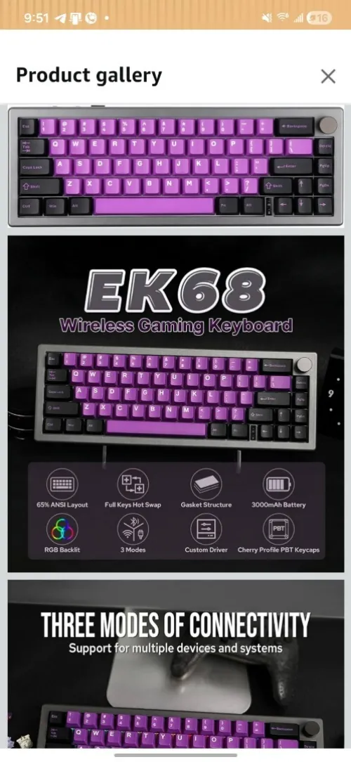 Epomaker EK68  Clavier Mécanique 65% Hot Swappable avec Son Exceptionnel