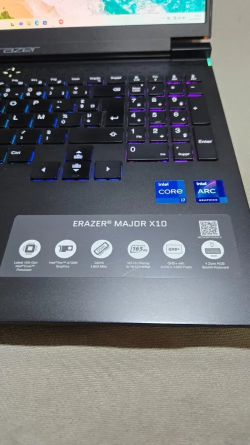 Erazer major x10 i7 12700h intel arc 730m 12gbvram 16gb ddr5 1tb ssd ecran 2k ips 166hz