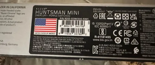 Razer Huntsman Mini 60% Optical Purple Switches (QWERTY US)