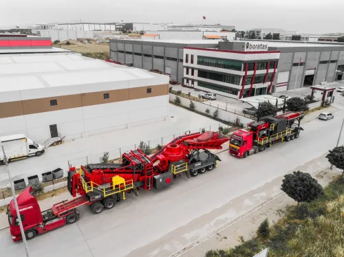 CONCASSEUR MOBILE PNEU BORATAS DISPONIBLE USINE TURQUIE-متوفر بالمصنع كسارة متحركة على عجلات بوراتاش
