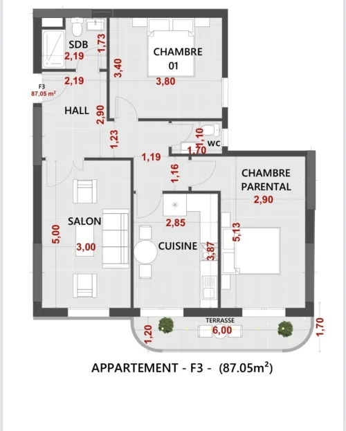 Vente Appartement F3 Oran Bir el djir