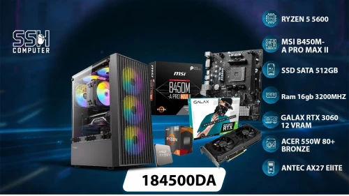 CONFIG PC GAMER - RYZEN 5 5600 / RTX 3060 12GB / 16GB RAM DDR4 / 512GB SSD Sata