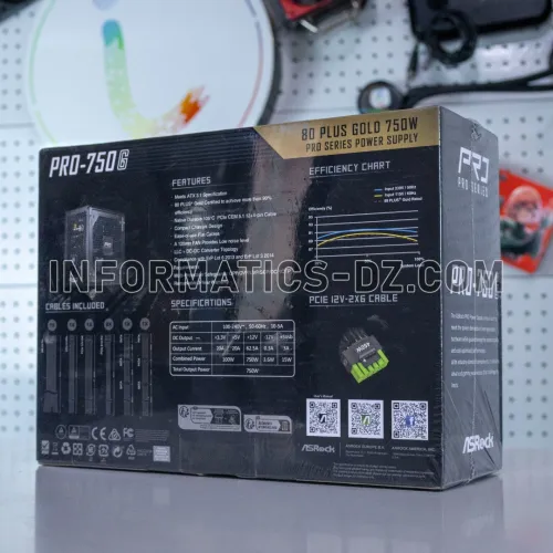 ASRock PRO Series PRO-750G 750 W ATX 3.1 Compatible 80 PLUS GOLD Certified Power