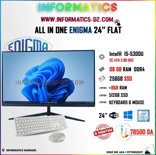 All In One ENIGMA 24 FLAT / I5 PROCESSEUR / 8GB RAM / 256GB SSD - AVEC/SANS CLAVIER & SOURIS