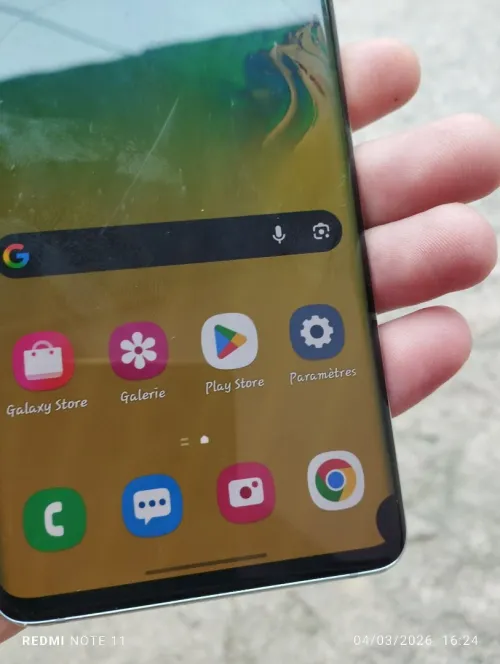 Samsung s10 plus 128g 8g batterie 4100mah فيه زوج طاشات كحولة ومشقوق ملور والقدام  يمشي 10/10💯 