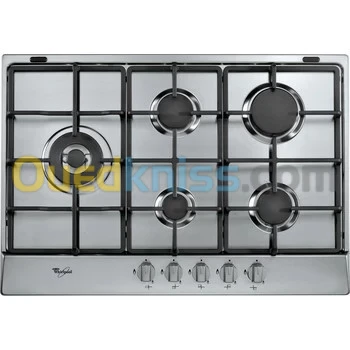 WHIRLPOOL TABLE DE CUISSON INOX 5 FEUX 75CM 1 ANS DE GARANTIE