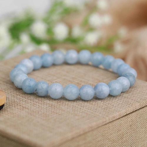 Bracelet en véritables pierres naturelles précieuses Aquamarines Rare