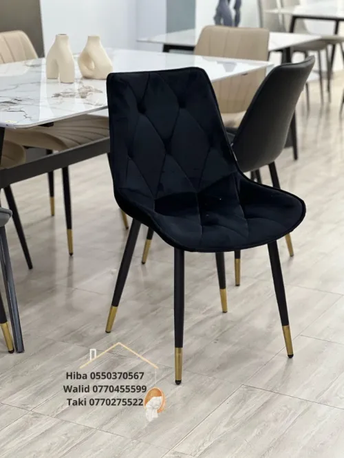 chaise en lin / cuir/ paollo et velours